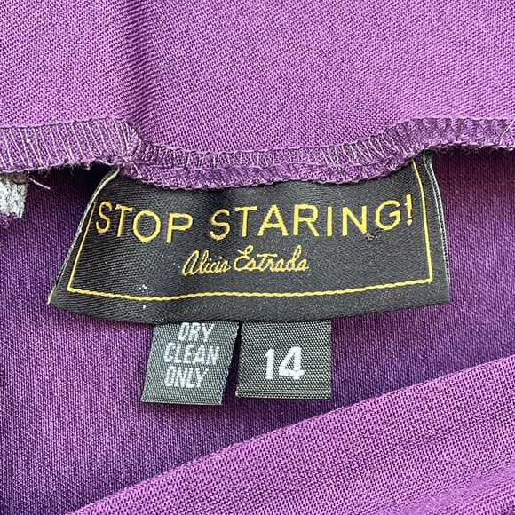 STOP STARING RETRO STYLE EGGPLANT COLOR DRESS SIZE 14 - Picture 10 of 15